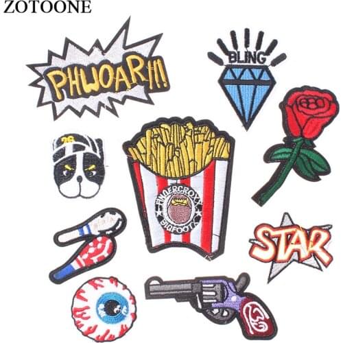 ZOTOONE Cartoon Lot Multi-styles Embroidered Iron-On Patches for Clothing Rose Letter Stickers Badges DIY Sewing Accessories E