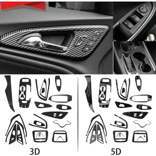 1 Set Car Interior Decorative Trim Sticker Carbon Fiber Style PVC LHD Black Fit for Chevrolet Malibu 2016 2017 2018 2019 3D/ 5D