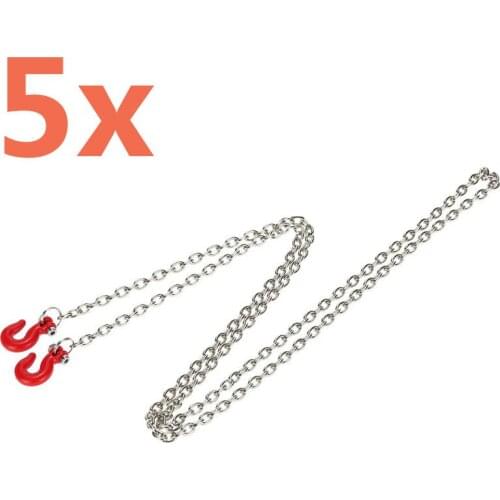 5 Pieces RC Remote Control Cars Supper Long Trailer Hook and Chain for 1/10 Scale Models Rock Crawler Axial SCX10 94180 D90 TRX4
