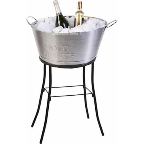 A-8889 Oval Ice Barrel High-Capacity Stainless Steel Ice Pail Barbecue Wine Champagne Beer Bucket KTV Club Supplies With Handle