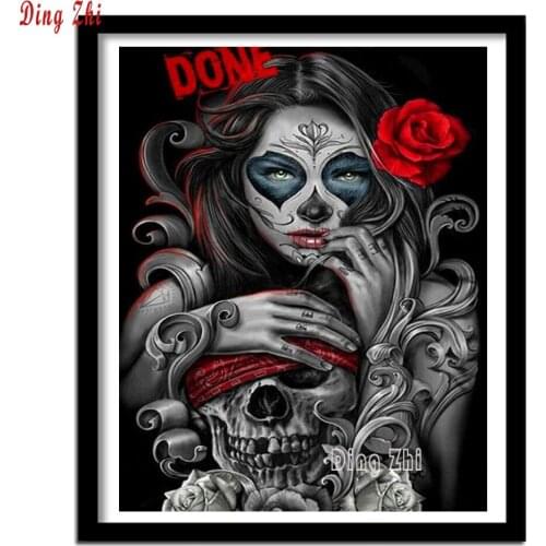 Diamond Mosaic 5D Full Drill Skull Woman Diamond Painting Diy Rhinestone Embroidery Hobby Art Cross Stitch Square Round Decor
