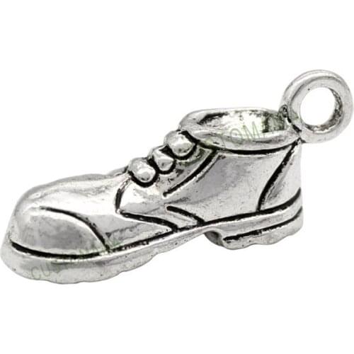 30pcs-Antique Silver 3D Shoe Charms Pendant 23x11x7mm