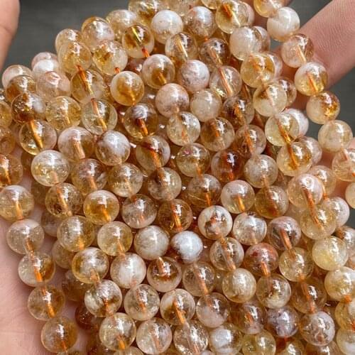 6/8/10mm Genuine Natural Dream Citrine Beads DIY Round Loose Yellow Crystal Quartz Stone Beads For Jewelry Making Strand 15