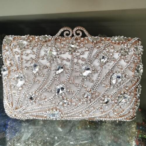 Elegant Hollow Out Wedding Bridal Clutch Bag High Quality Womens Rhinestone Clutches Handbags Luxury Ladies Crystal Diamond Bag