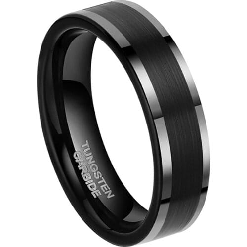 European and American Simple Fashion Ring Korean New Black Mens Tungsten Steel Ring Jewelry