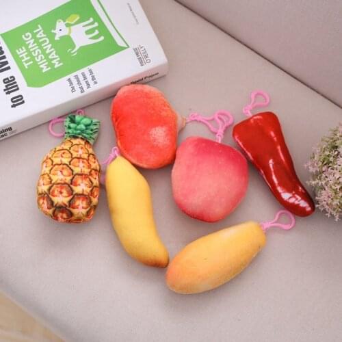 Simulation Mini Fruits&Vegetables Plush Pendant Soft Cartoon Double Printing Stuffed Doll Backpack Pendant Keychain Baby Gifts