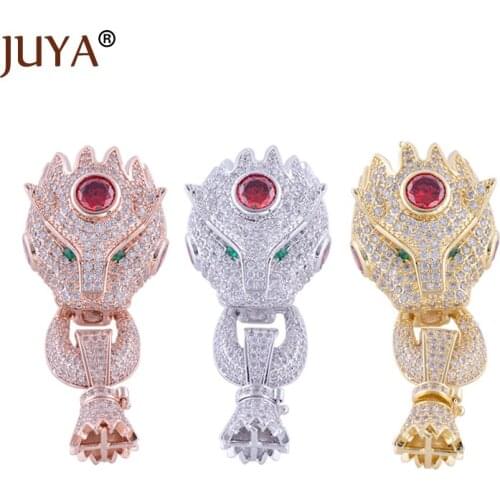 Juya Jewelry Making Supplies Luxury Cubic Zirconia Crystal Rhinestone Leopard Pendant Connectors For Jewelry Making DIY Findings
