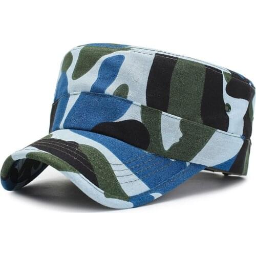 Flat Top Baseball Sun Cap Men Women Outdoor Sport Cadet Army Cap Adjustable Military Hat Camouflage Hats for Hunting Fishing