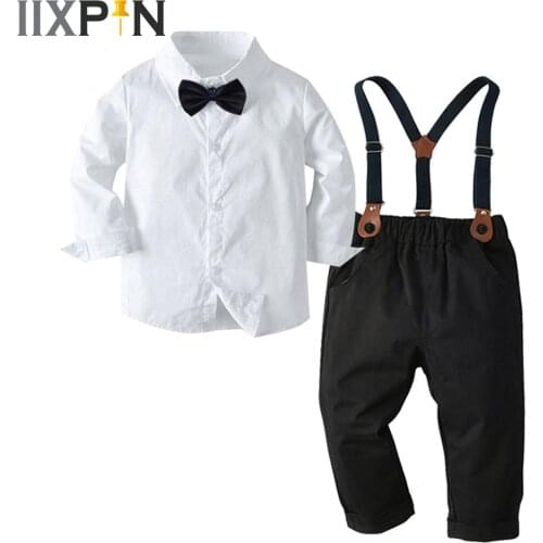 Kids Clothing Sets Boys Suits Gentleman Outfit Long Sleeve Shirts + Pants Childrens Birthday Party Costume Boys Wedding Suits
