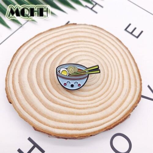 Creative Cartoon Bowl Cutlery Noodles Eggs Enamel Brooch Alloy Badge Shirt Bag Pins Accessories Women Jewelry Gifts For Friends
