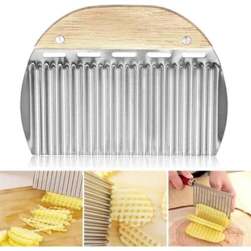 Stainless Steel Potato Chip Slicer Dough Vegetable Fruit Crinkle Wavy Slicer Knife Potato Cutter Chopper French Fry Maker