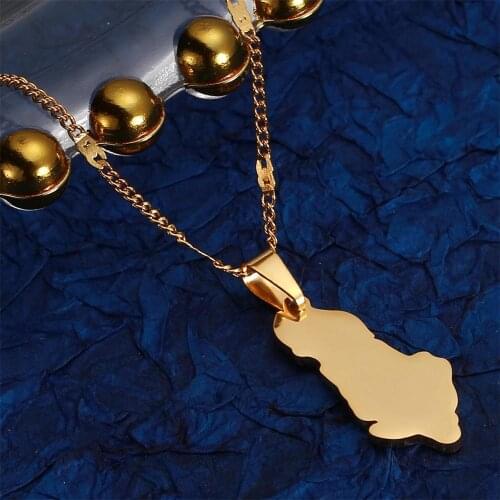 Stainless Steel Trendy Albania Map Pendants Necklaces Gold Color Shqiperise Charm Jewelry