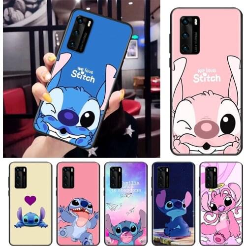 Disney Cute Lilo Stitch For Huawei P Smart S Z Mate 40 RS 30 20 10 Pro Plus Lite 2019 2020 2021 Black Soft Phone Case