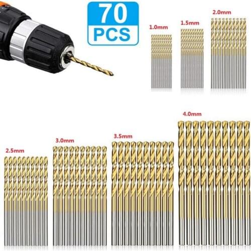 New70Pcs/Set Twist Drill Bit Set Saw Set HSS Titanium Coated Drill Woodworking Wood Tool 1/1.5/2/2.5/3/3.5/4mm For Metal Hot