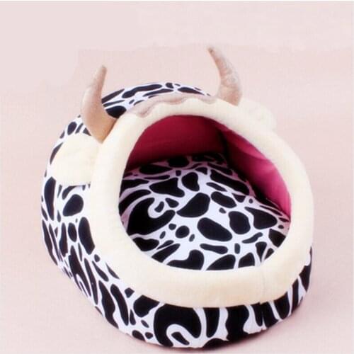 New Crazy Cow Dog Bed Pet Kennel Dog Soft Mat Fleece Pet Puppy Warm Bed House Plush Cozy Nest Dog House Pad warm Cat Bed