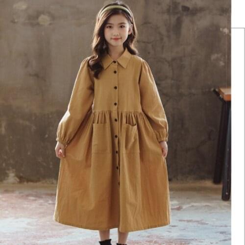 New 2021 autumn childrens Christmas clothes childrens cotton dresses little girls dresses mid-length womens clothes