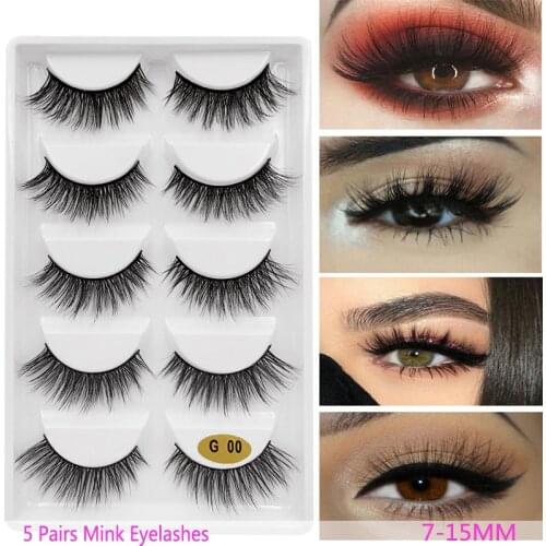 New 3D 5 Pairs Mink Eyelashes extension make up natural Long false Lashes fake eye Lashes mink Makeup wholesale faux cils