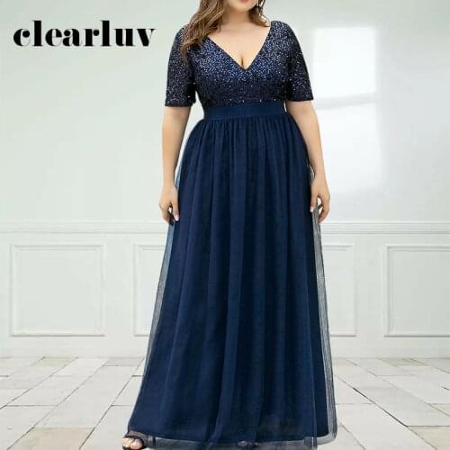 Navy Blue Evening Dress DR1548 V-Neck Short Sleeve Formal Dresses Sparkling Sequin Vestidos De Fiesta A-Line Formal Gowns 2020
