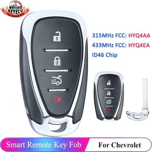 KEYECU Replacement Remote Key 4B Fob 315MHz /433MHz ID46 for Chevrolet Malibu Cruze Spark Cmaro HYQ4AA