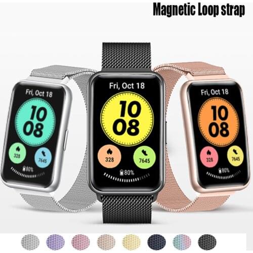 Magnetic Loop Strap For Huawei Watch FIT band Metal Stainless Steel Magnetic Watchband Bracelet For Huawei watch fit Accessories