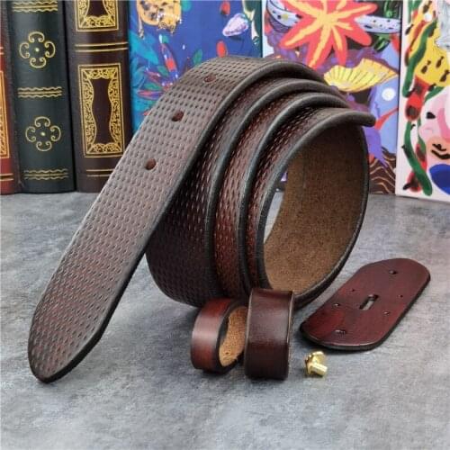 Luxury Vintage Pop Dot Carving Top Thick Leather Men Belt Without Buckle Cinturon Mujer Mens Leather Belts Without Buckles SP12