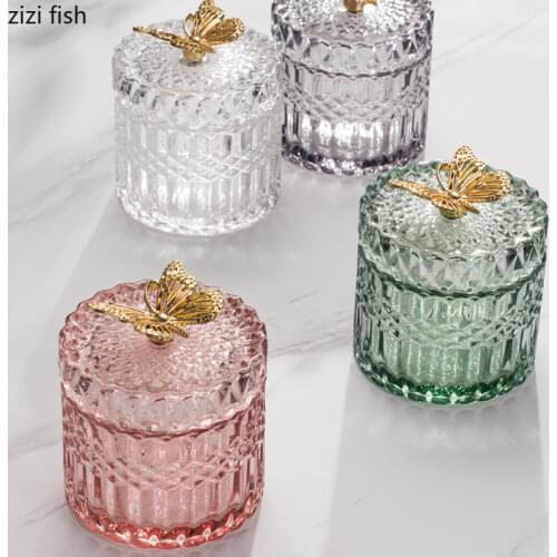 Pink Relief Jars and Lids Glass Suger Jar Dressing Table Jewelry Storage Dish Cosmetic Jar Cute Crystal Candy Pots Home Decor