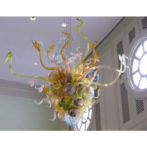 Hand Blown Glass Chandelier Tiffany Style Flower Design Chandelier for Home Decor