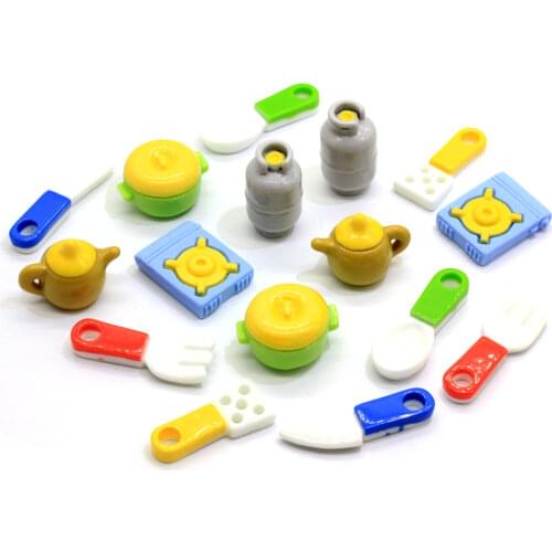 Assorted Kawaii Resin Kitchen Ware Flatback Very Cute Dollhouse Kitchen Resin Flat Back Cooking Utensil Gift For Baby