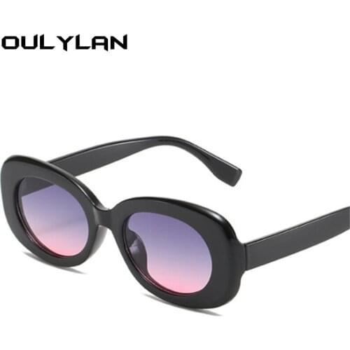 Oulylan Vintage Oval Sunglasses Women Men 2021 Luxury Jelly Black Pink Eyewear Male Female Shades Gradient Sun Glasses UV400