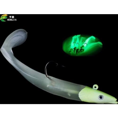 HENGJIA 1Pcs Jig Fish Head Sinking Fishing Lure 11cm/19g Fresh Salt Water Natural Live Vivd Body Soft Bait 5 Colors