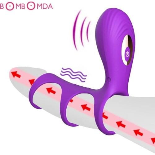 Three Ring Vibrator Soft Silicone Penis G-spot Vibrator Butt Plug Sex Toys For Man Anal Plug Vibrator Chastity Belt Anal Sex Toy