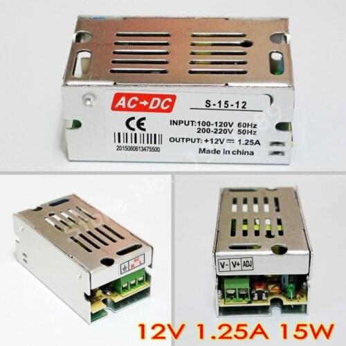 High quality 12V 1.25A 15W LED Driver AC 110V 220V Adapter for LED strip 3528 5050 Switching Power Supply