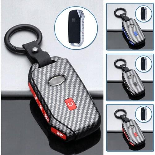 High Quality Car Key Cover Carbon Style For Kia Seltos 2020 2021 Plastic Silicone Car Key Protection Car Key Accessories