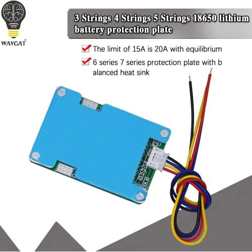 3S 4S 5 strings 18650 lithium battery protection board 6S 7S protection board with balanced cooling fin 15A limit 20A
