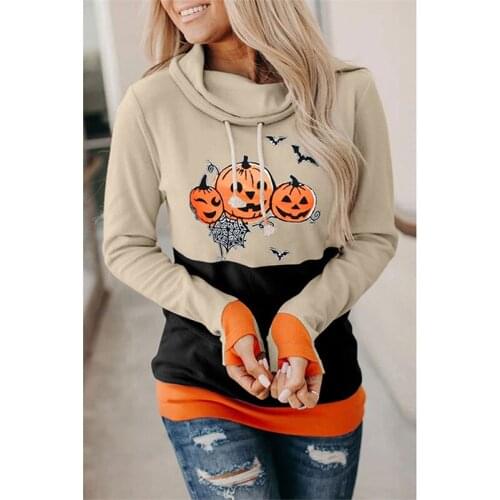 Print Halloween Sweatshirts Woman Hoodies Long Sleeve Top Casual Loose Pullovers Women Clothes Christmas Sweatshirt Female