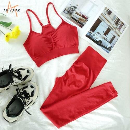 ATHVOTAR Womens Tracksuit Seamless Fitness Set Quick Dry Gym Clothing High Waist Women Sportwear Push Up Workout Sports Suit