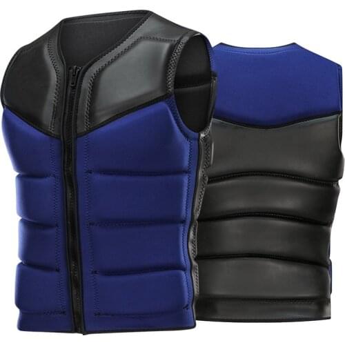 Leather & Neoprene Life Jacket Unisex swimming Floating Vest men and women Sleeveless coat Boat Drifting Fishing Surfing Vest