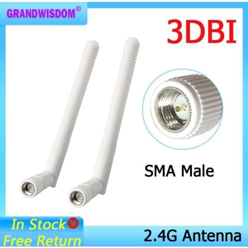 2.4GHz WIFI Antenna 2dBi-3dbi Aerial SMA Male connector wi fi antena 2.4 ghz antenne wi-fi White for Wireless Router antenas
