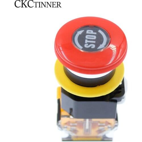 1PCS Emergency Power Push Button Switch LA38-11ZS stop Mushroom Head Emergency Stop Button Switch Self-Locking 22mm