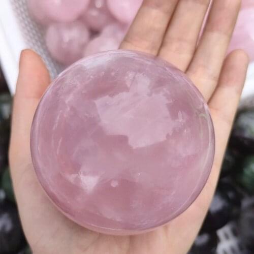 1pc Natural Pink Rose Quartz Crystal Healing Ball Sphere Reiki Room Decoration Gifts