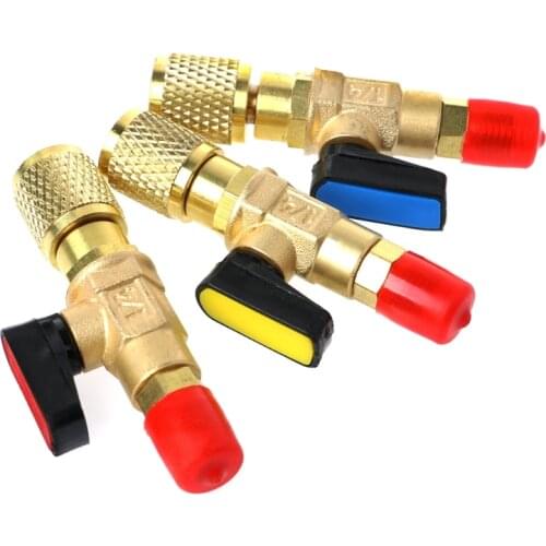 1pc 1/4" Male to 1/4" Female SAE Straight Ball Valve AC Charging For R22 Refrigerant LS'D Tool