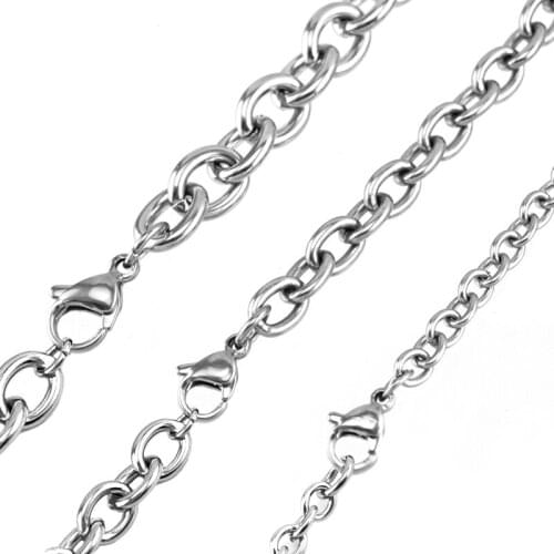 100% Stainless Steel 4/6/8mm Width Rolo Chain Bulk DIY Link Chain Necklace For Jewelry Making High Quality Wholesale 10pcs