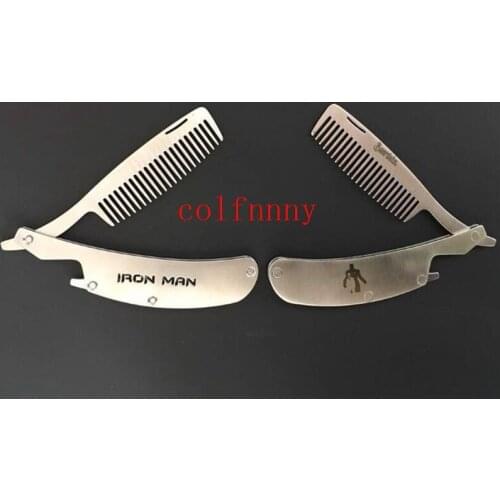 100pcs/lot Engraved Your Logo Anti Static Stainless Steel Folding Comb, Can Be Use As A Bottle Opener