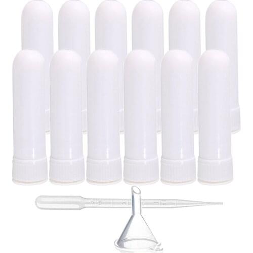 12Pack Essential Oil Aromatherapy White Nasal Inhaler Tubes Empty Blank Nasal Inhalers Sticks for Essential Oils