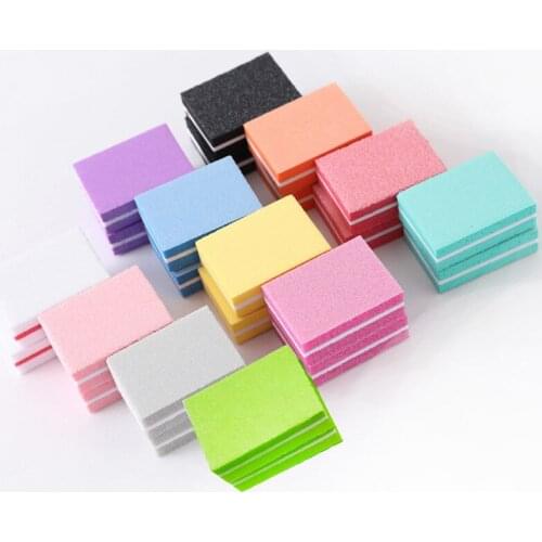 25/15/10pcs lot Double-sided Mini Nail File Blocks Colorful Sponge Nail Polish Sanding Buffer Strips Polishing Manicure Tools