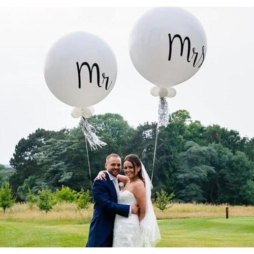 36inch Mr Mrs White Latex Balloons For Wedding Party Bride To Be Engaged Party Air Globos Wedding Photo Props Ballons Decor