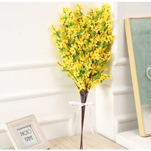 65cmHandmade Yellow Flowers Winter Dancing Orchid Fake Flower Silk Plastic Artificial Flower For Home Wedding Party Floral Decor