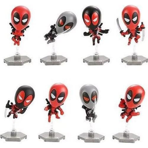 8pcs/set Marvel X-MAN DeadPool Cute Version PVC Figure Model Toys
