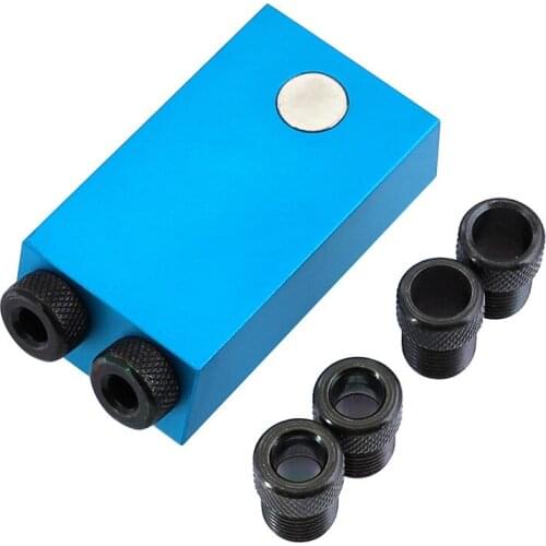 Aluminum Alloy Pocket Hole Jig System and Drill Bits Oblique Hole Positioner 6/8/10mm 15 Degree Woodworking Locator Set