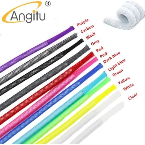 Angitu 3mm 1/8" Single PET Braided Cable Sleeving For USB Keyboard Cable 10m black, white clear green purple
